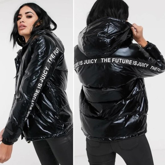 Juicy Couture Jackets & Blazers - JUICY COUTURE Black Label Logo Puffer Zip M Jacket